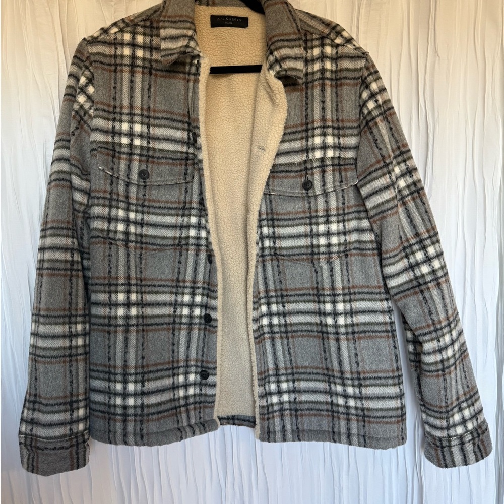 NWOT All Saints Plaid Wool-Blend Jacket